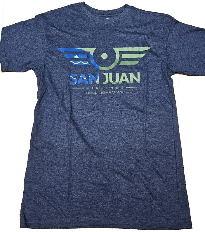Bellingham Flag San Juan Airlines Logo T-Shirt in Heather Blue