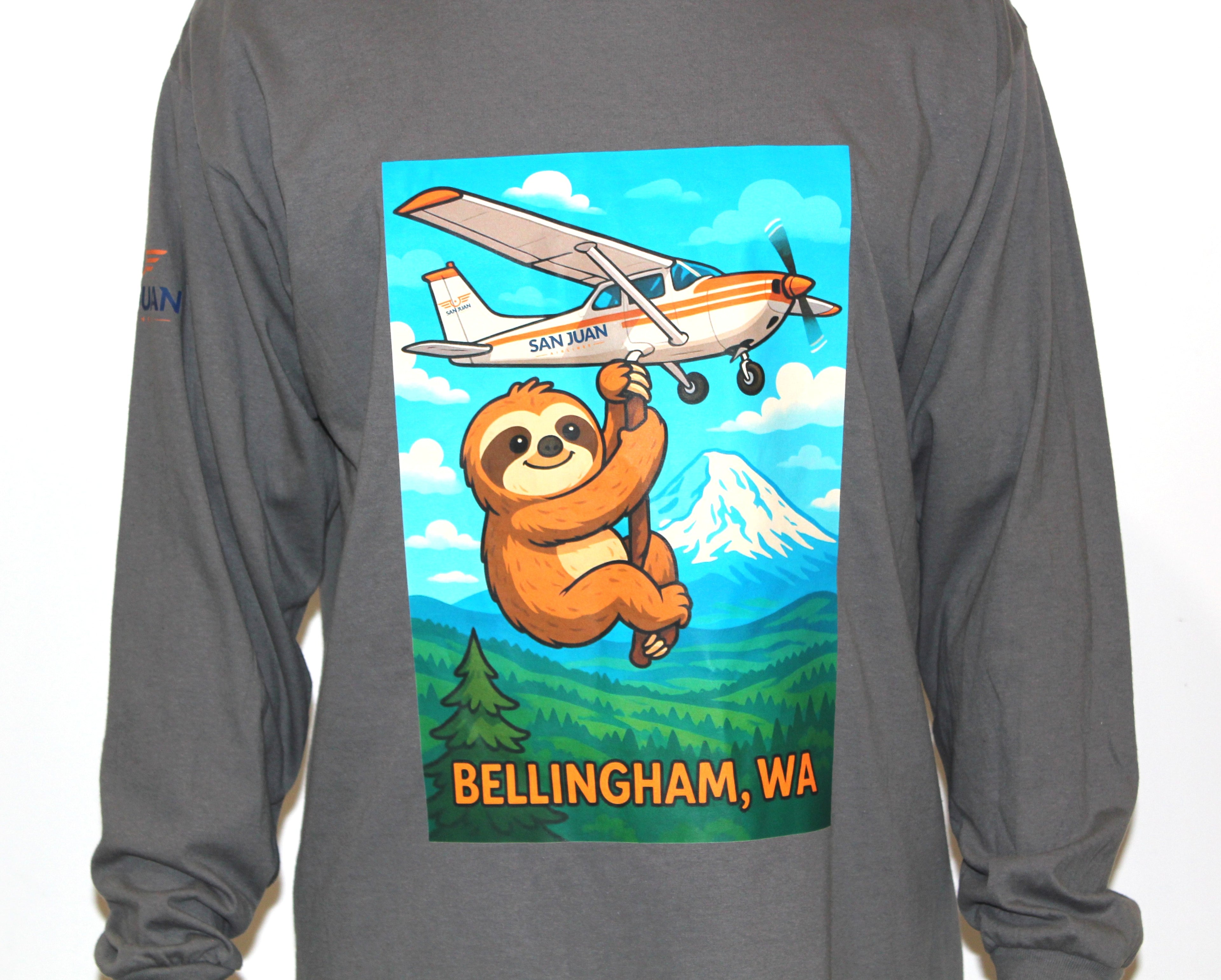 San Juan Airlines “Bellingham Sloth” Tee X - Large Long Sleeve
