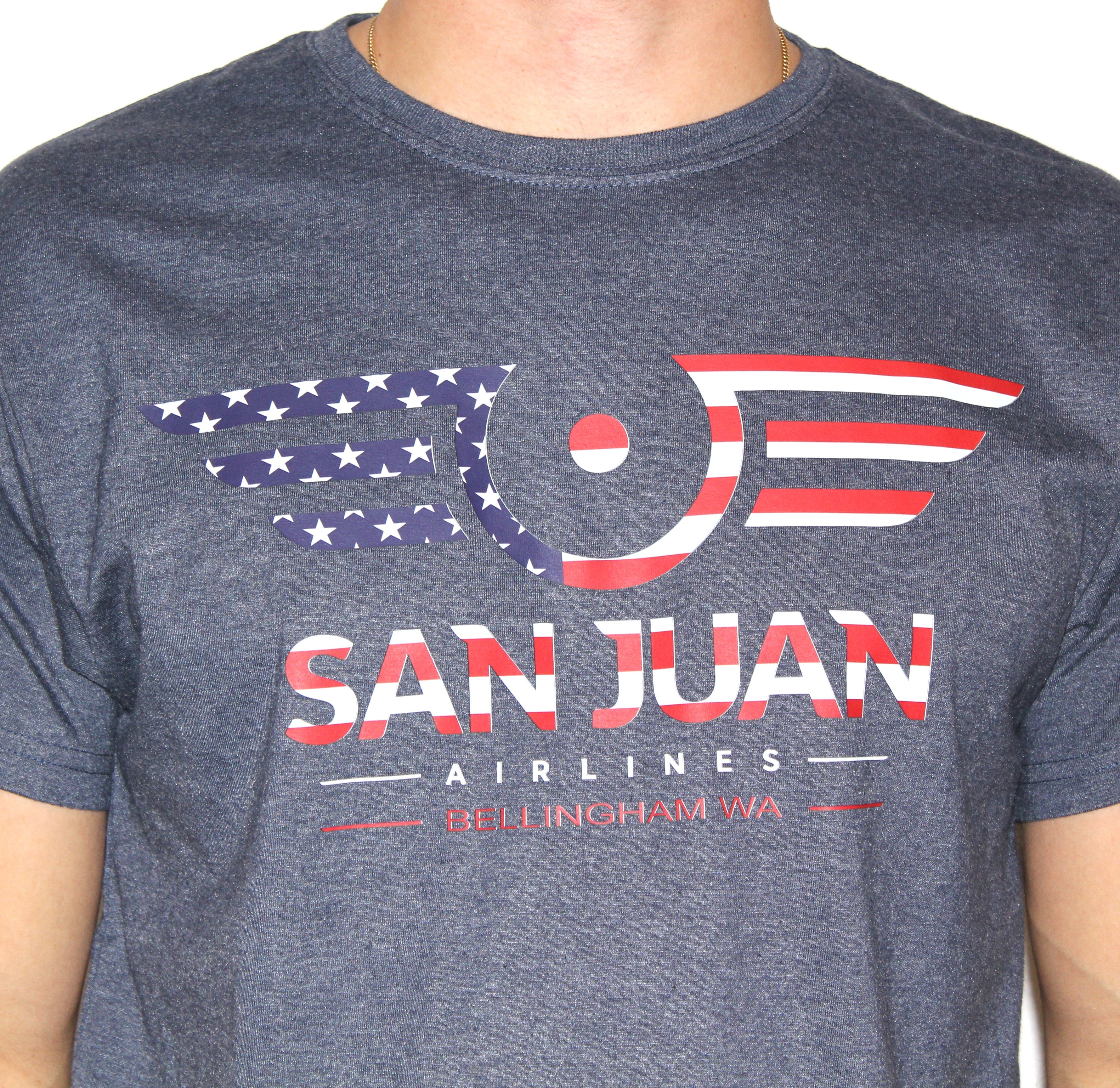 SJA - Blue T - Shirt with American Flag