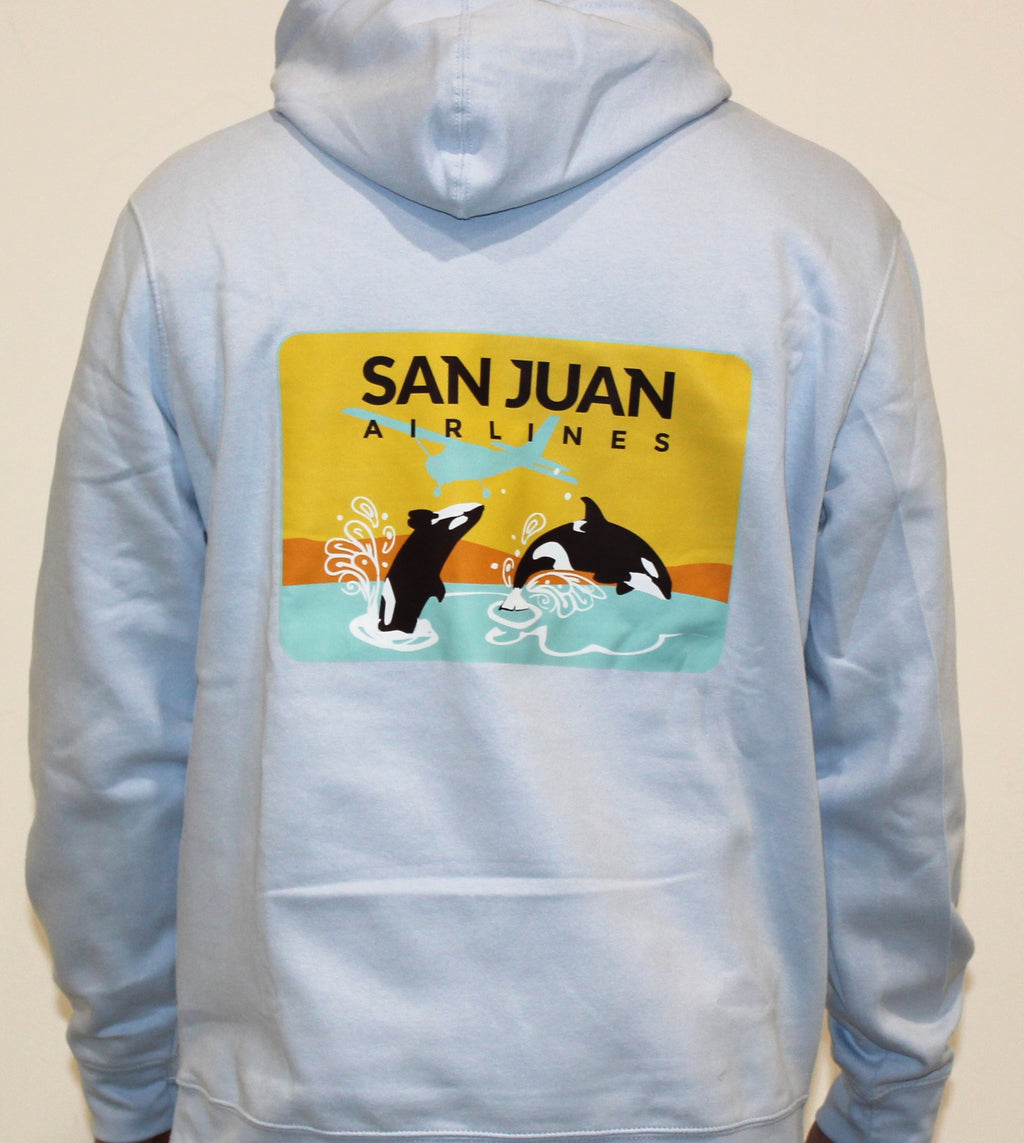 San Juan Orcas Jumping Hoodie – Baby Blue